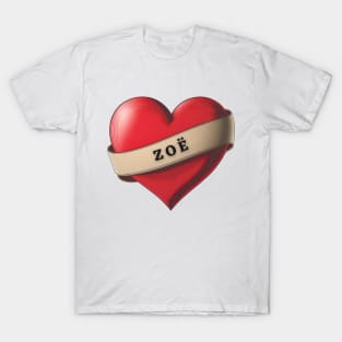 Zoë - Lovely Red Heart With a Ribbon T-Shirt
